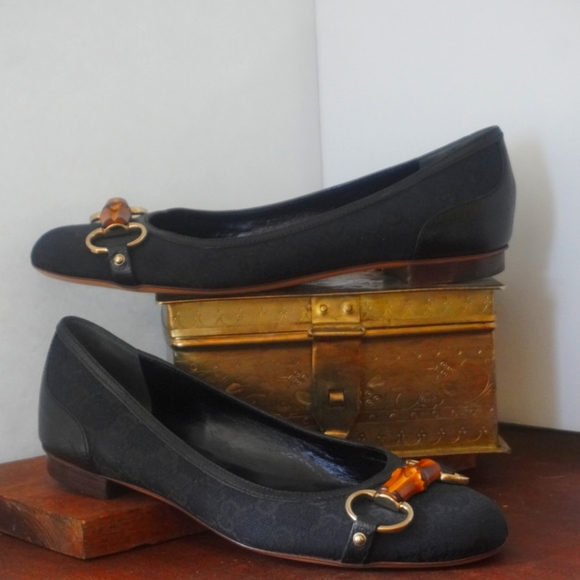 Gucci black ballet flats EUC Authentic Horse-bit Style - Picture 1 of 9
